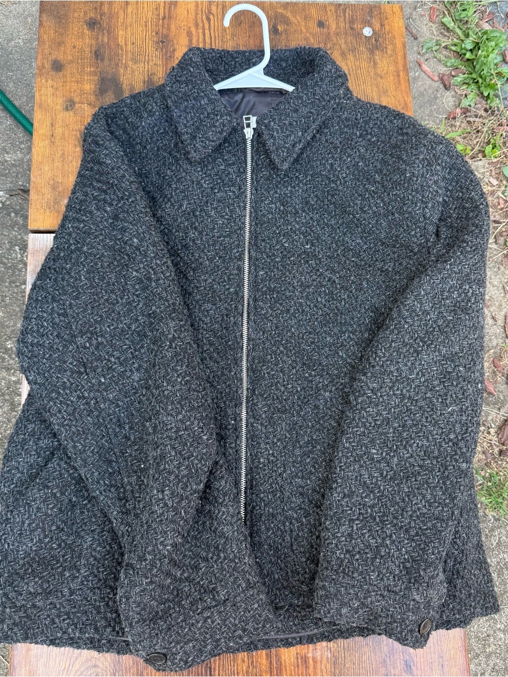 H&M Lightly warn - Dark Charcoal Zip-Front Wool Blend Jacket
